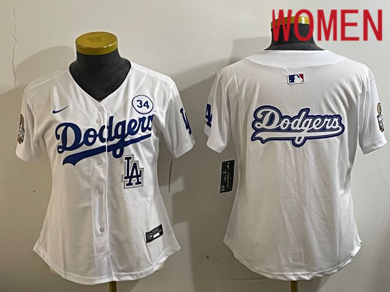 Women Los Angeles Dodgers Blank White Game 2024 Nike MLB Jersey style 11215->women mlb jersey->Women Jersey